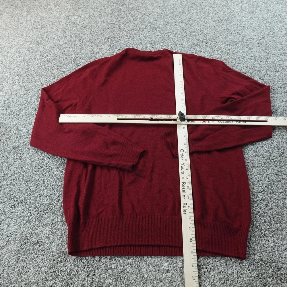 Apt 9 Sweater Mens M Red Merino Wool Blend Argyle V Neck Pullover Knit Grandpa